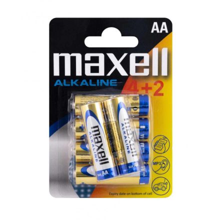 MAXELL Alkálielem LR-6 AA 6db-os