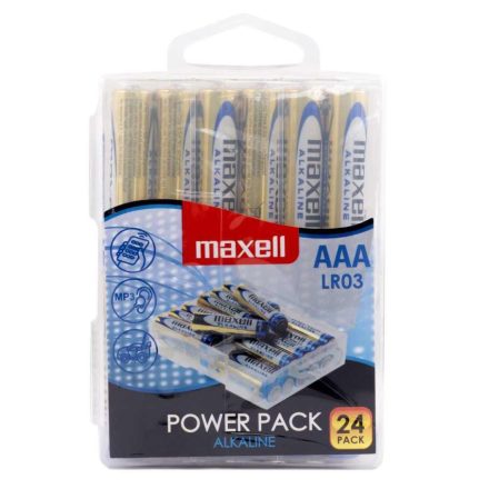 MAXELL Alkálielem Power Pack LR-3 AAA 24db-os visszazárható átlátszó műanyag dobozban